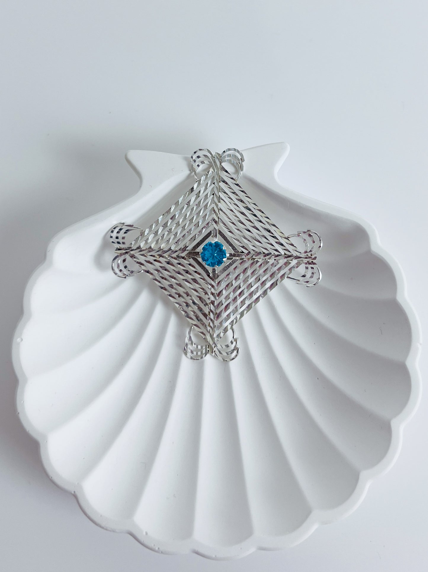 Silam Sakhma Handcrafted Pure Silver Brooch – Blue Stone