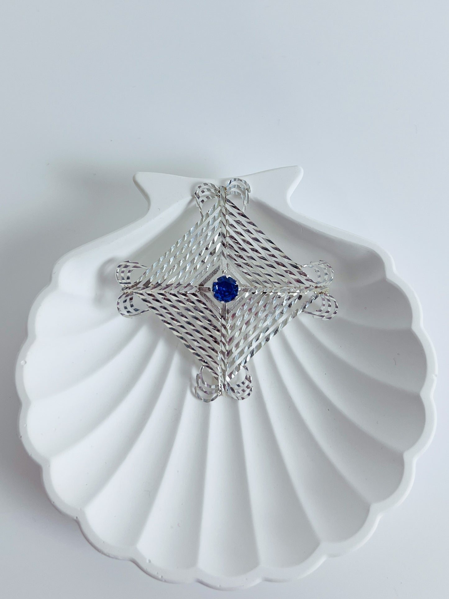 Silam Sakhma Handcrafted Pure Silver Brooch – Blue Stone