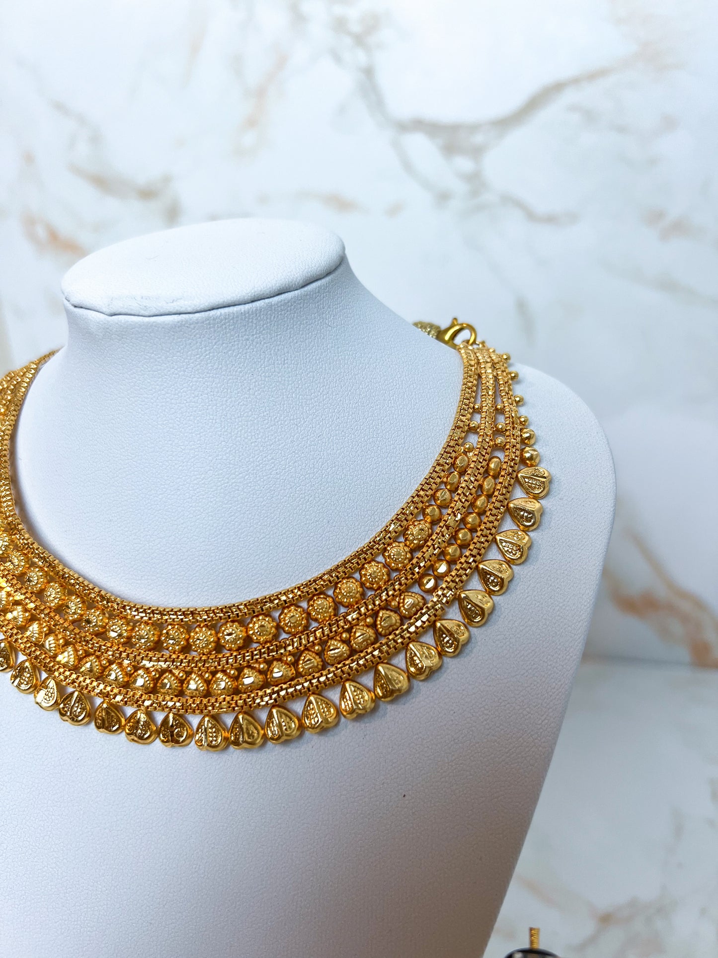 Mini Haar Necklace Set With Earrings Gold Plated