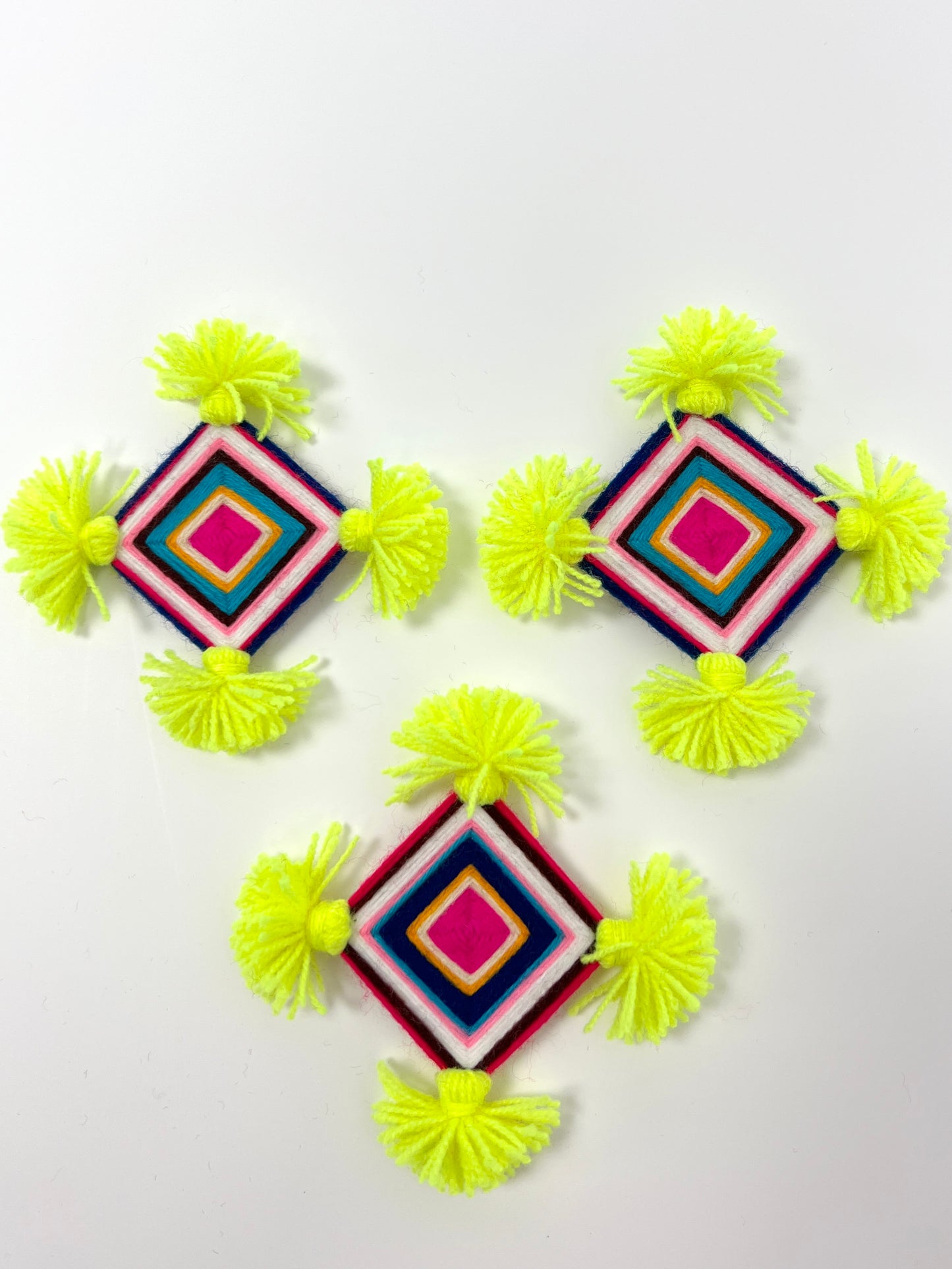 Silam Sakhma Brooch – Neon Yellow/Multicolour Threadwork