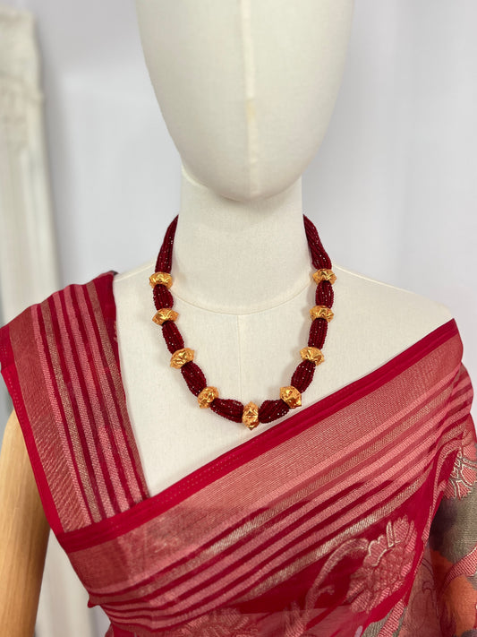Mini Naugedi Red Hydropote Necklace Gold Plated