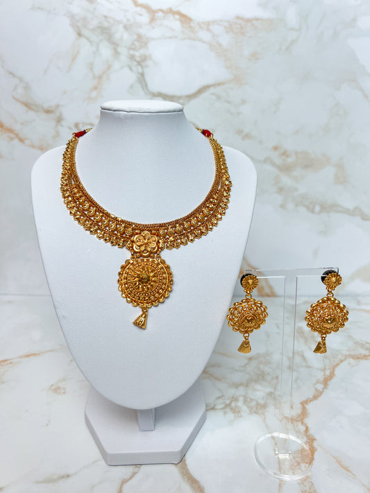 Mini Haar Necklace Set With Earrings Gold Plated