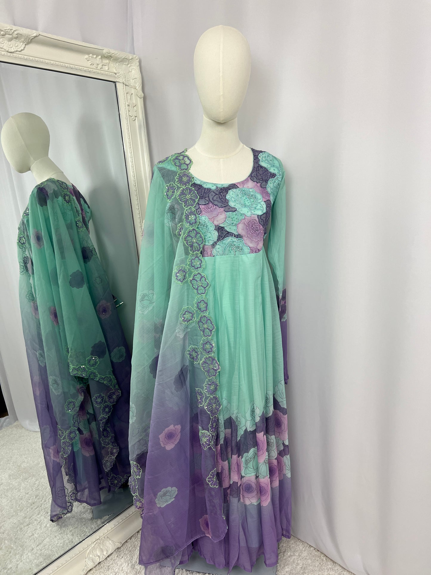 Umbrella Kurtha Set with Trouser & Shawl