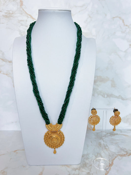 Mangalsutra Necklace with Earrings Green Hydropote