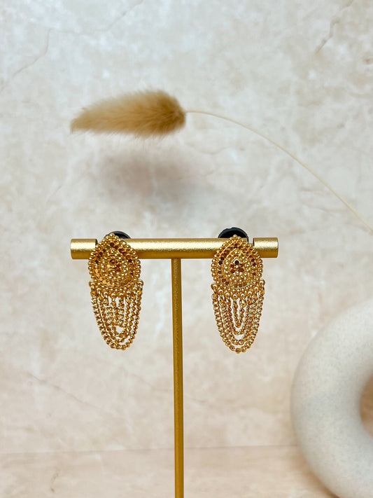 Chain Jhumka Earrings – Gold Plated