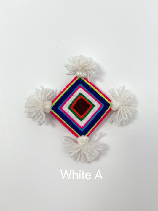 Silam Sakhma Brooch – White/Multicolour Threadwork