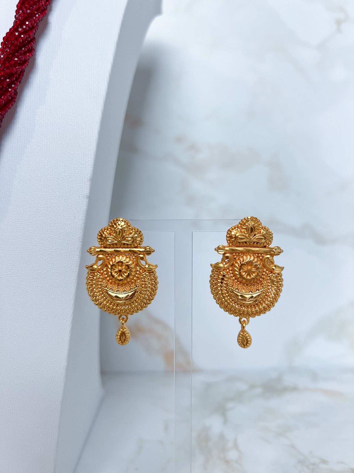 Mangalsutra with Earrings Red Hydropote Necklace