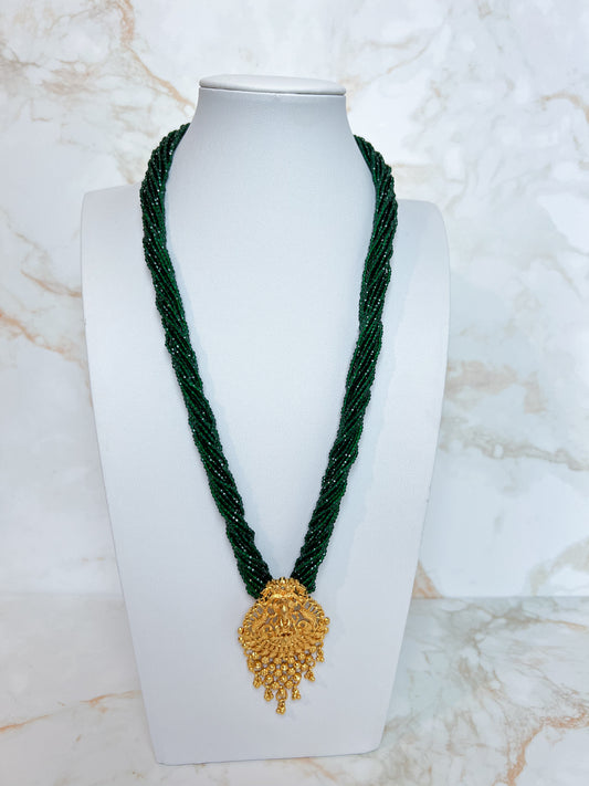 Temple Mangalsutra Green Hydropote Necklace