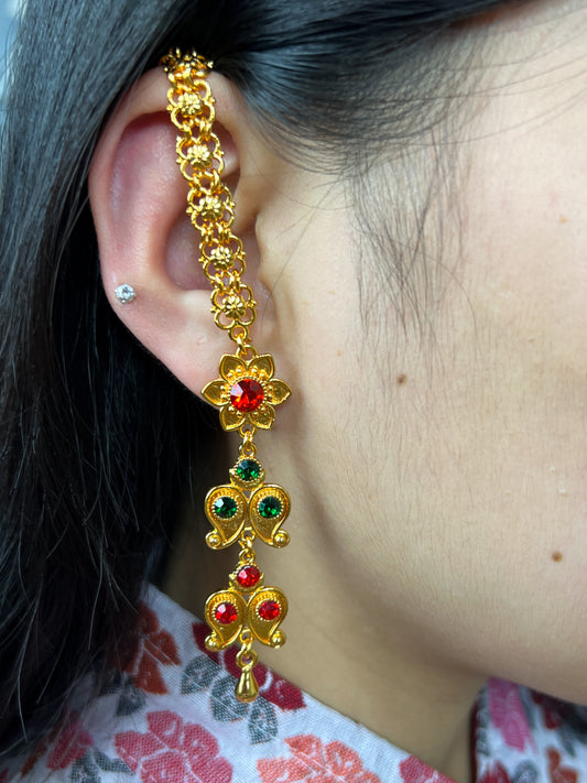 Two Steps Yarling with Chain Earrings