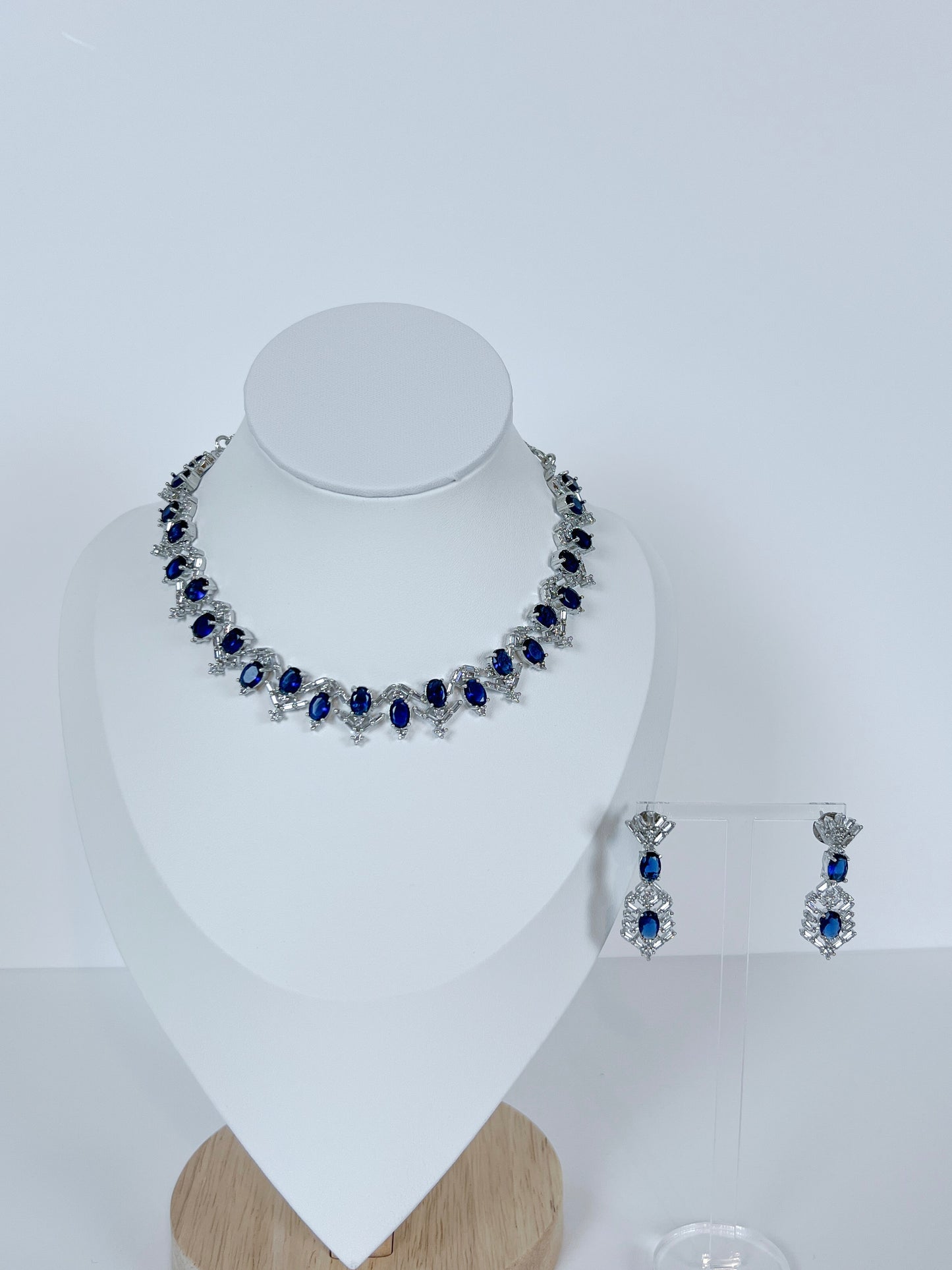 Royal blue stone AD necklace set