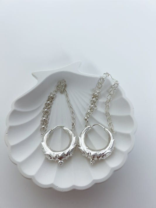 Large Marwari with Chain – Pure Silver Earrings