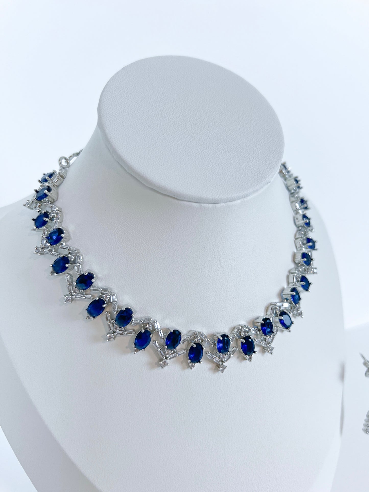 Royal blue stone AD necklace set