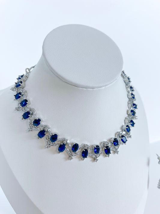 Royal blue stone AD necklace set