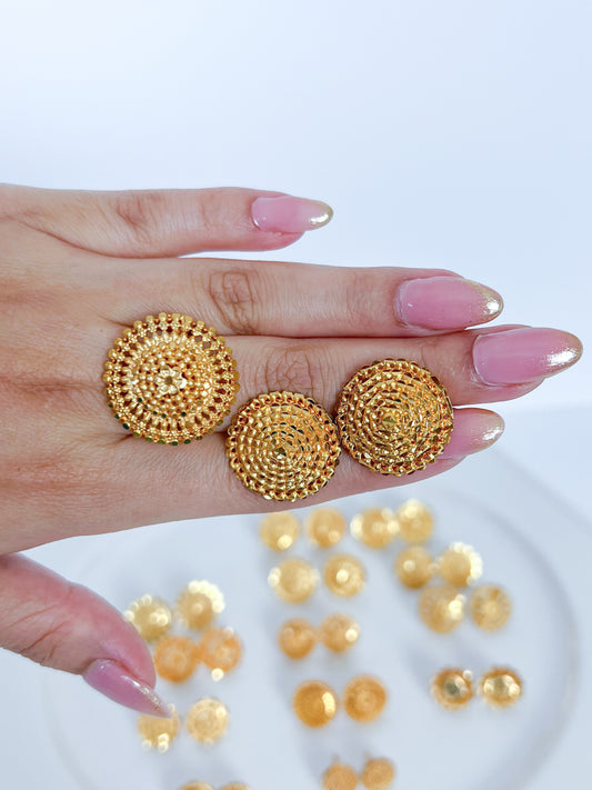 Stud Earrings with Adjustable Ring Gold Plated