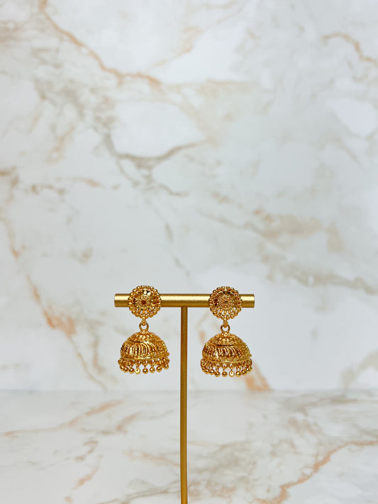 Pinjada Jhumka – Gold Plated Earrings