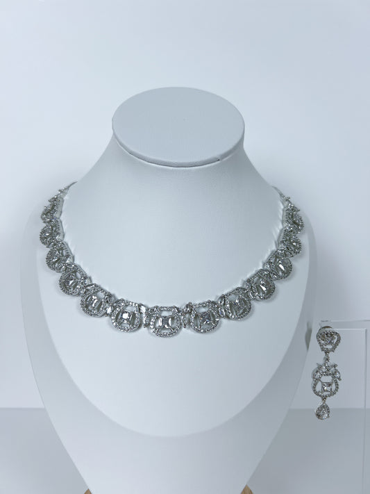 AD necklace set silver plated