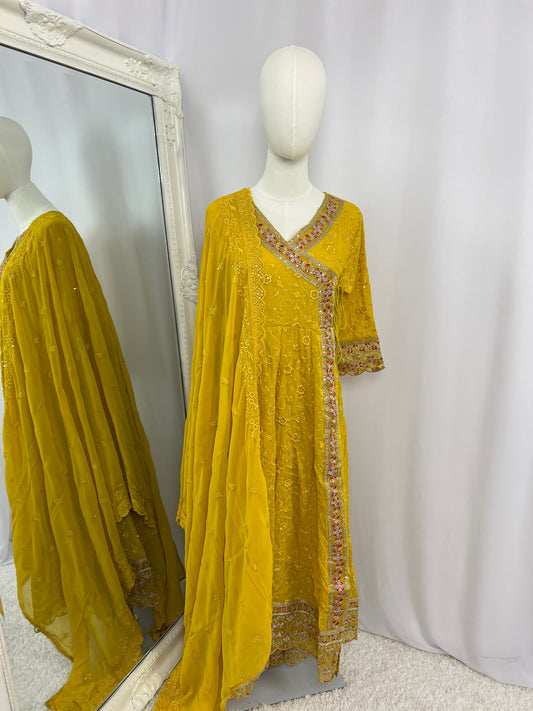 Embroidered Kurtha Set with Trouser & Shawl