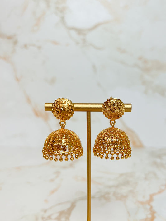 Pinjada Jhumka – Gold Plated Earrings