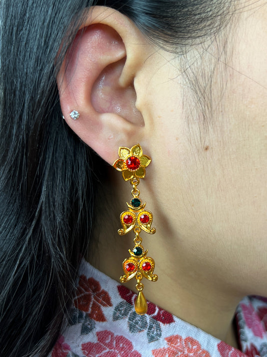 Two Steps Yarling  – Gold Plated Drop Earrings
