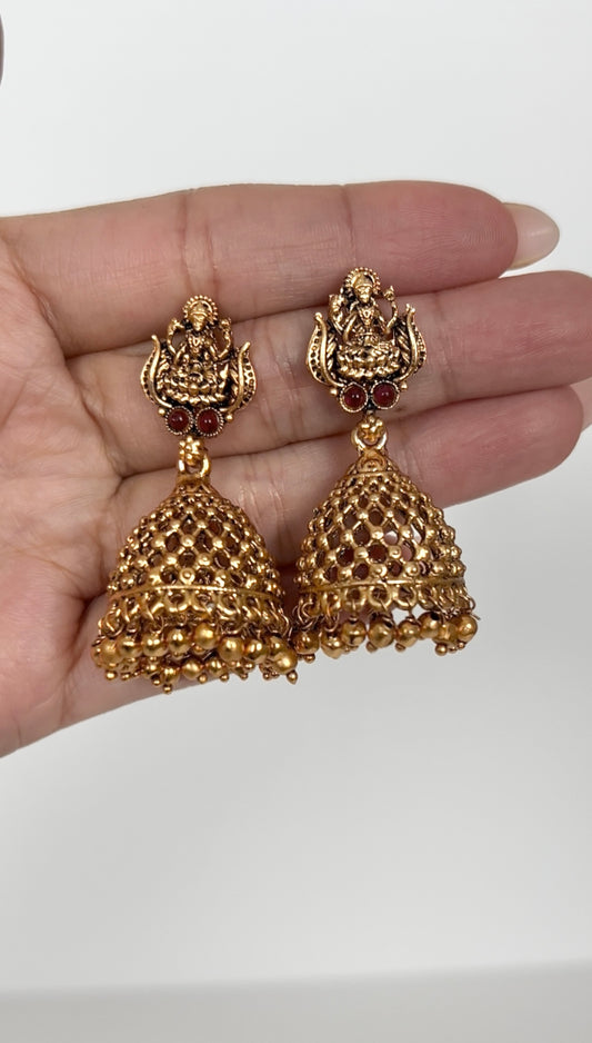 Temple Earrings Jhumka – Traditional Brass Jewelry