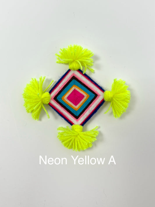 Silam Sakhma Brooch – Neon Yellow/Multicolour Threadwork