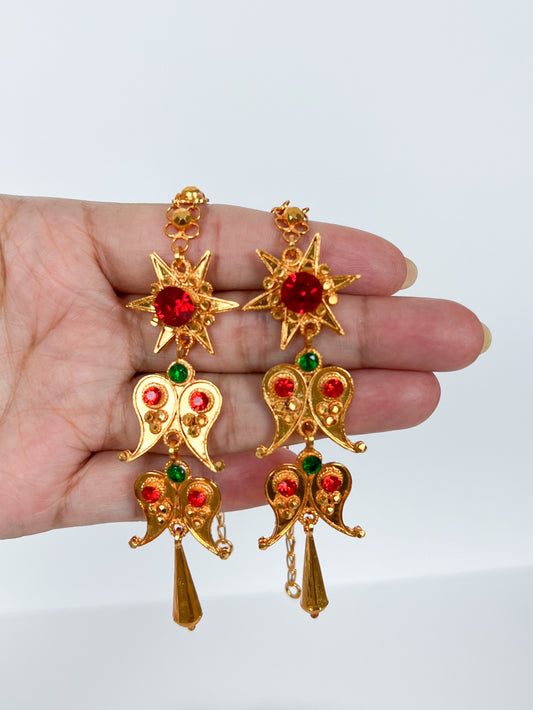 Handcrafted Yarling Drop Earrings – Two Steps with Chain
