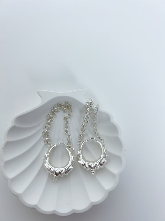 Large Marwari with Chain – Pure Silver Earrings