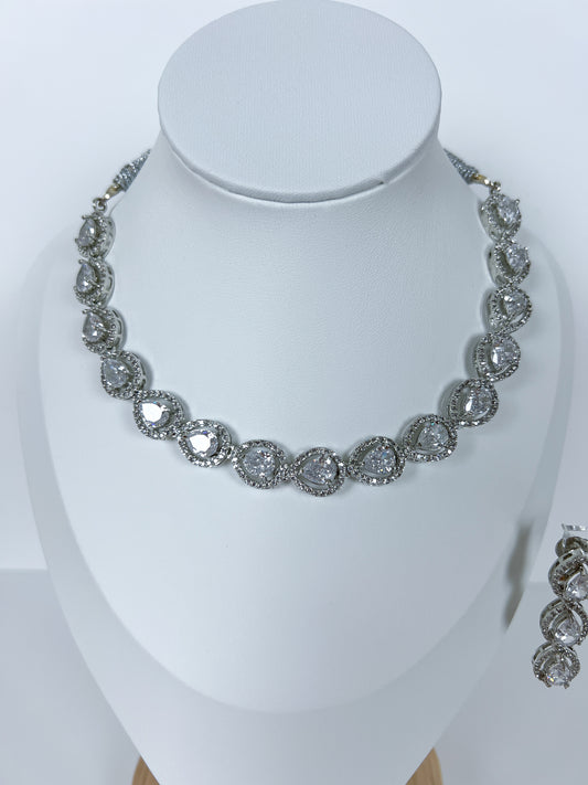 AD necklace set silver plated