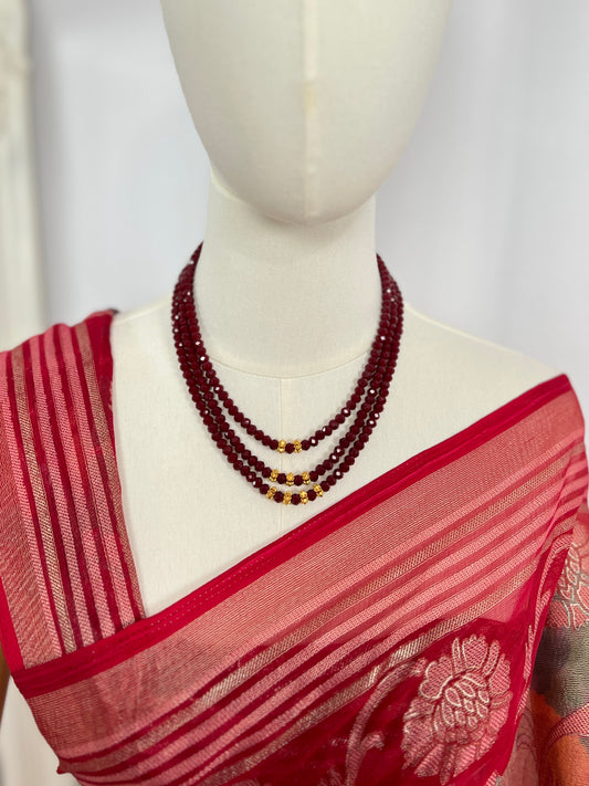 Crystal Necklace with Naugadi Beads – Traditional Nepali 3-Layer Design