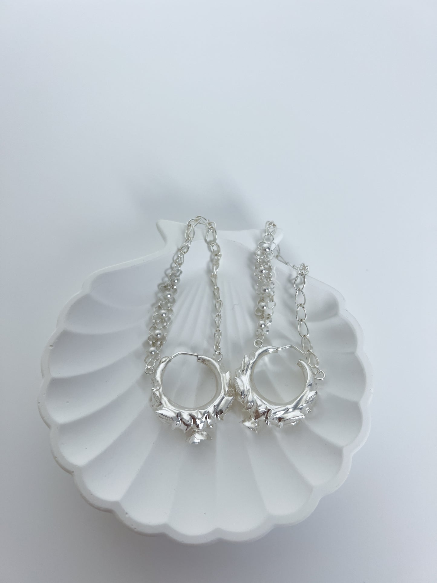 Large Marwari with Chain – Pure Silver Earrings