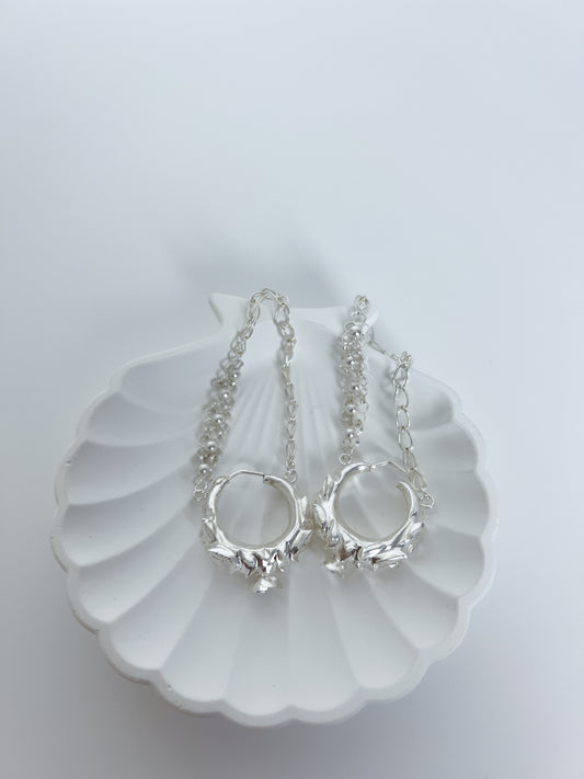 Large Marwari with Chain – Pure Silver Earrings