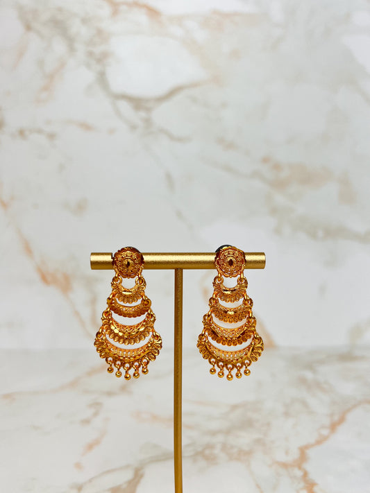 Multi-Layer Chandbali Jhumka Earrings – Gold Plated