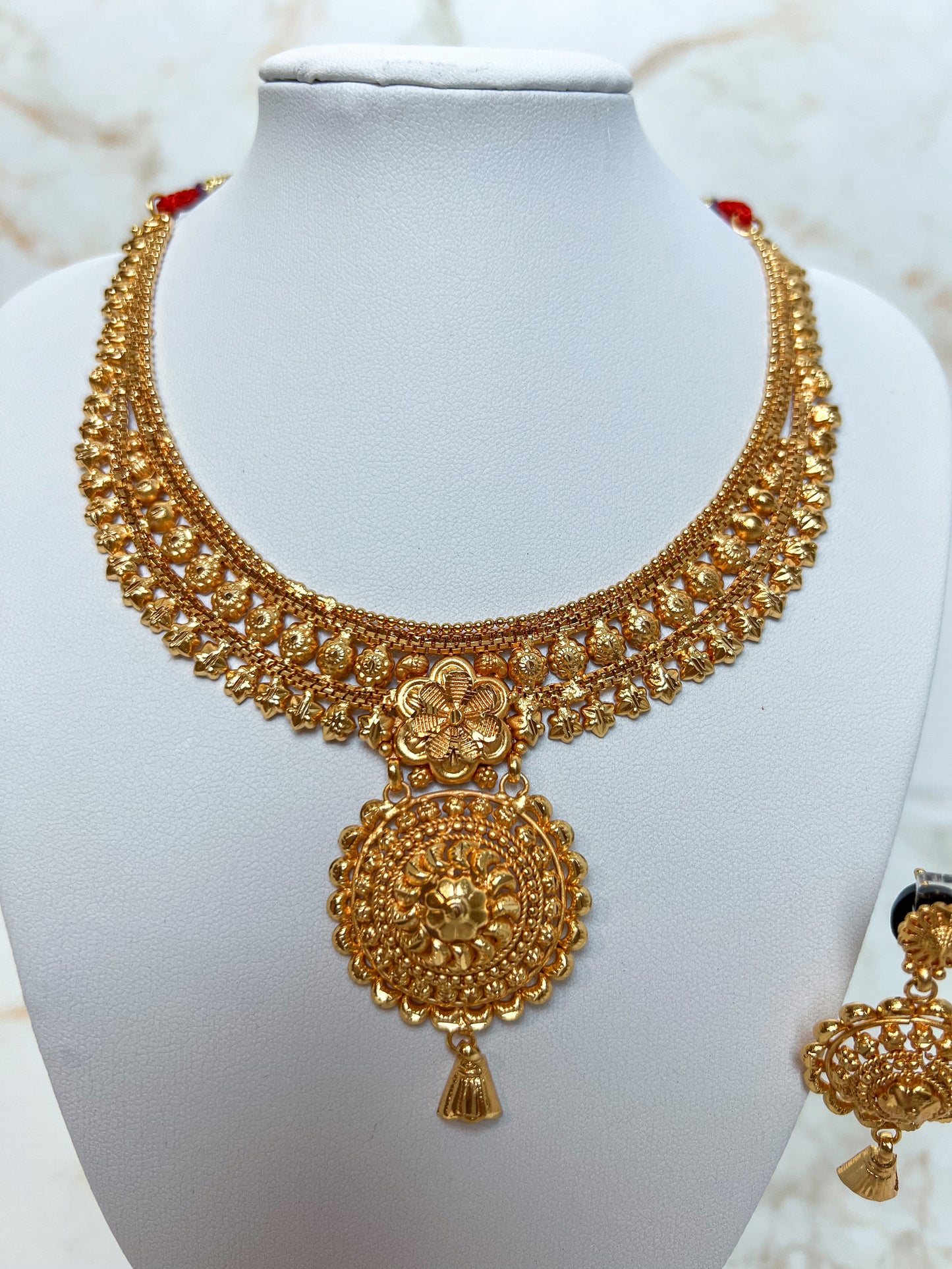 Mini Haar Necklace Set With Earrings Gold Plated
