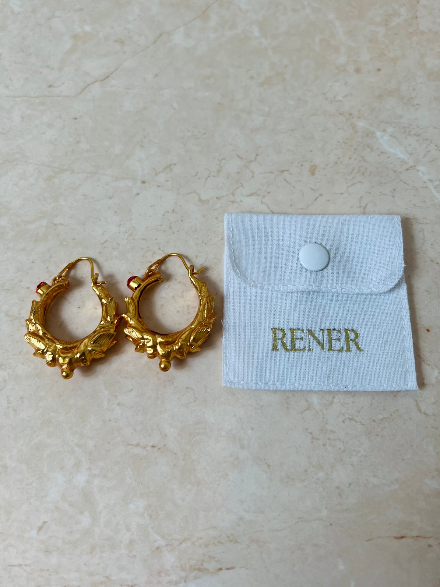 Marwari with stone - Gold Plated Large Earrings