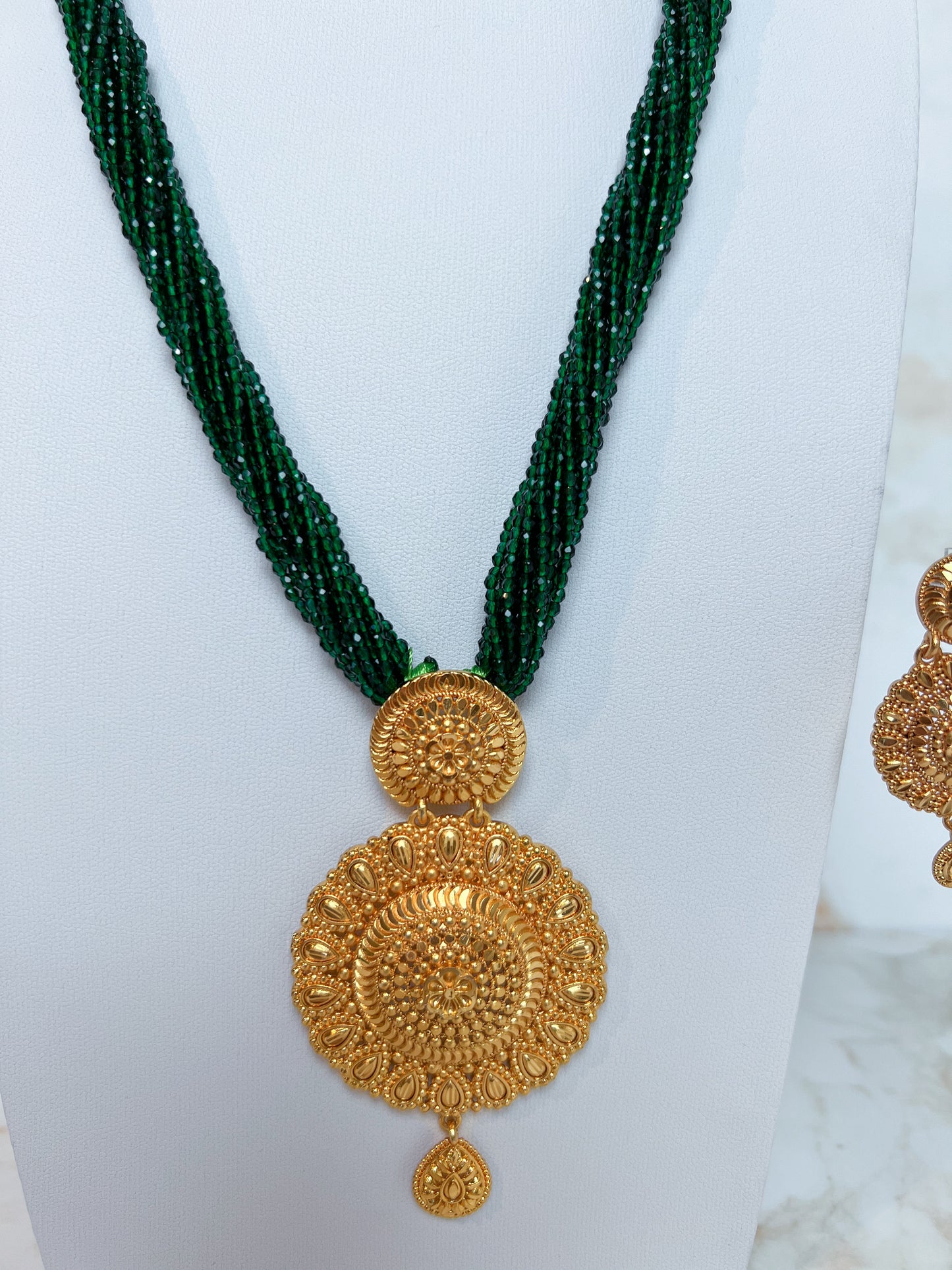 Mangalsutra Necklace with Earrings Green Hydropote