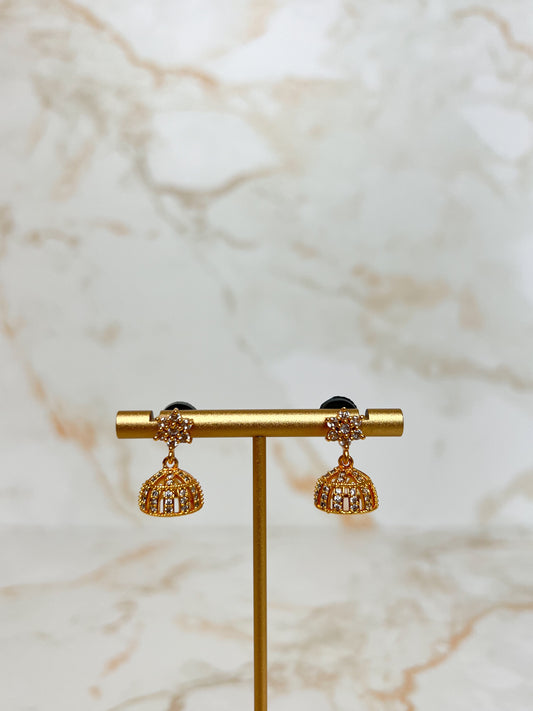 Mini AD Pinjada Jhumka – Gold Plated Earrings