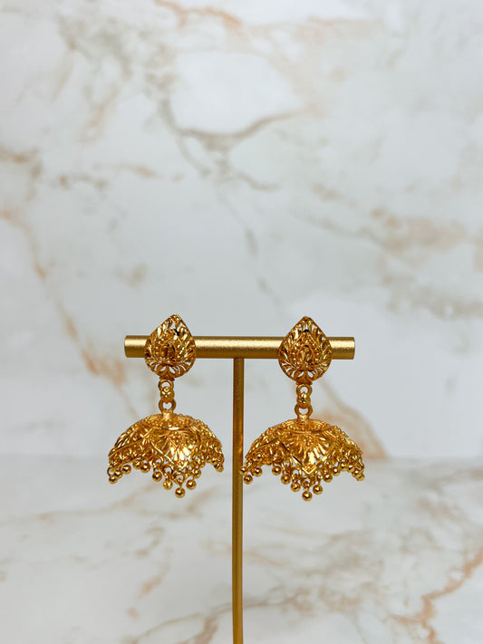 Pinjada Jhumka – Gold Plated Earrings