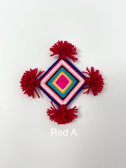 Silam Sakhma Brooch – Red/Multicolour Threadwork