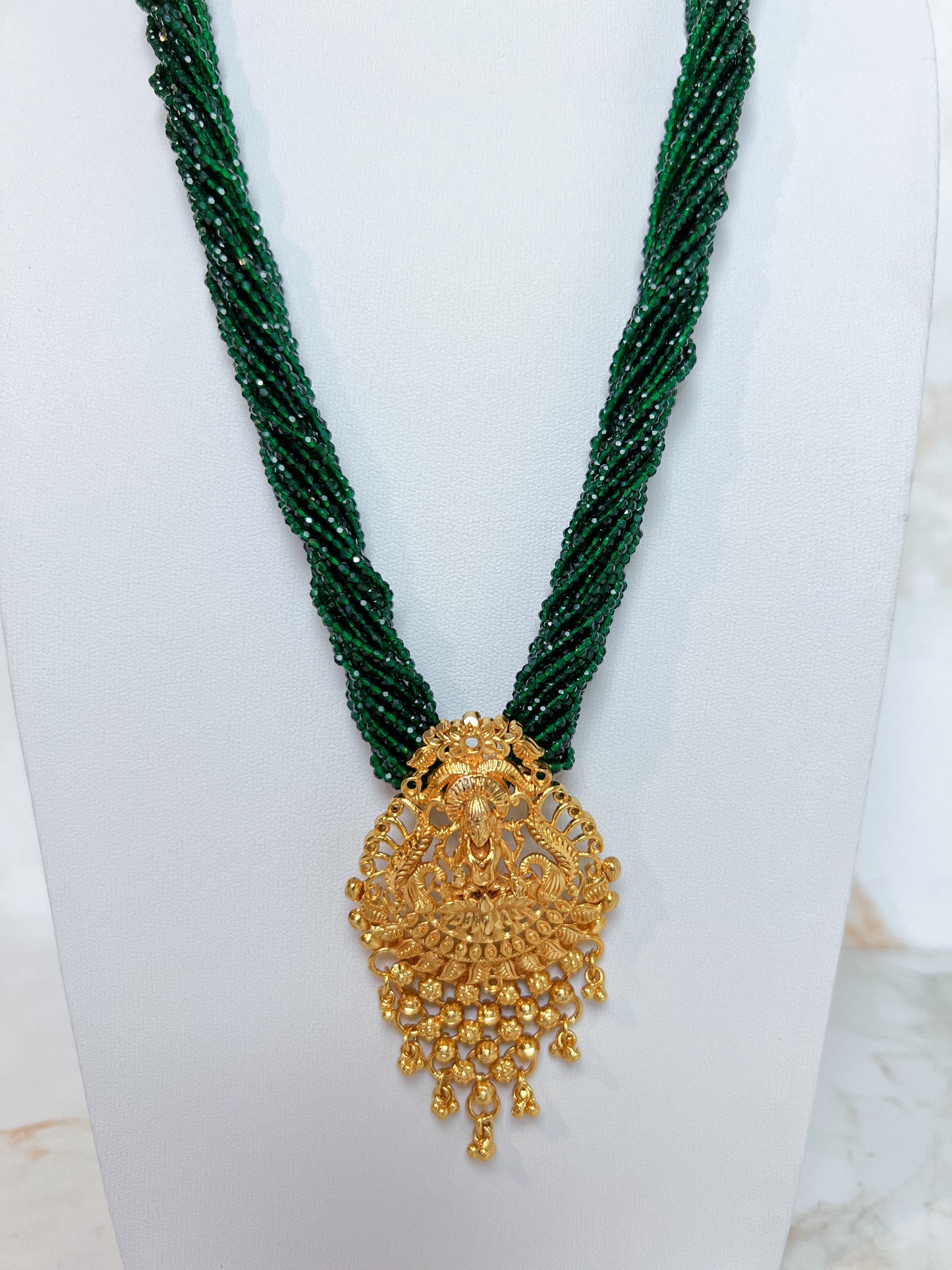 Temple Mangalsutra Green Hydropote Necklace