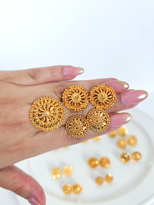 Stud Earrings with Adjustable Ring Set Gold Plated