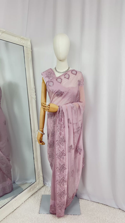 Embroidered Silk-Blend Saree